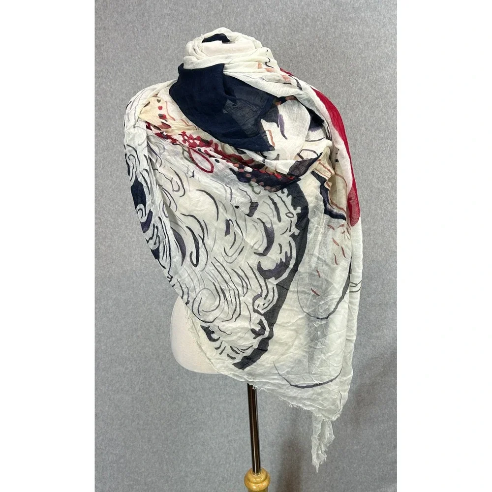 Blue Pacific Scarf Casino‎ de Paris Miss Mistinguett Showgirl Silk Cashmere Wrap
